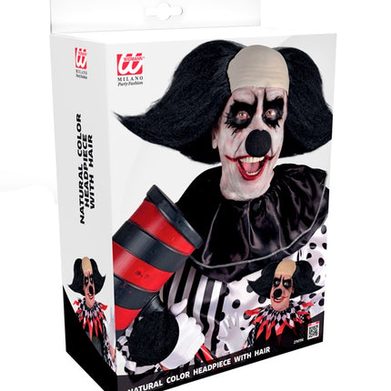 KOPFBEDECKUNG UNHEIMLICHER CLOWN MIT SCHWARZEM HAAR