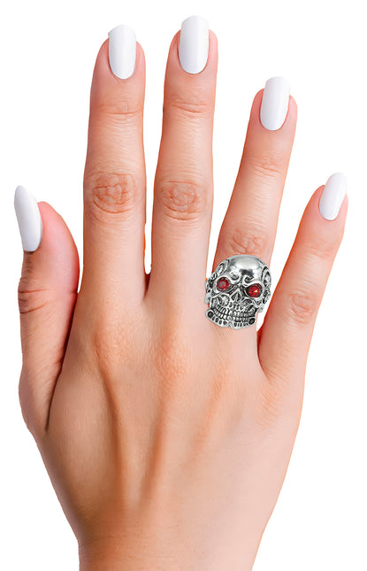 Roter Silberring Totenkopf