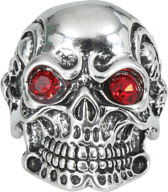 Roter Silberring Totenkopf