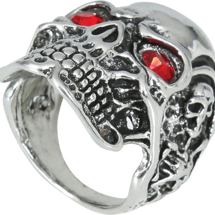Roter Silberring Totenkopf