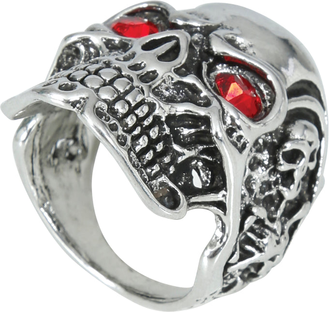 Roter Silberring Totenkopf