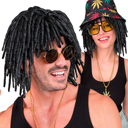 Schwarze Perücke mit Dreadlocks