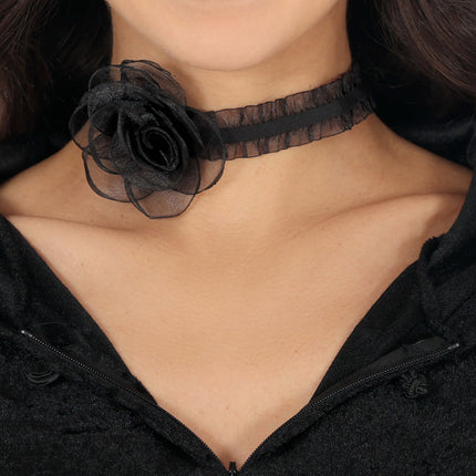 Schwarze Halskette Rose