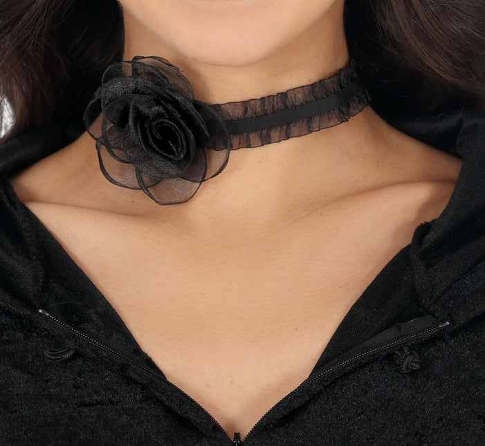 Schwarze Halskette Rose