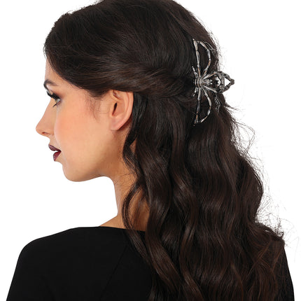 Halloween Haarspange Schwarz Spinne Metall