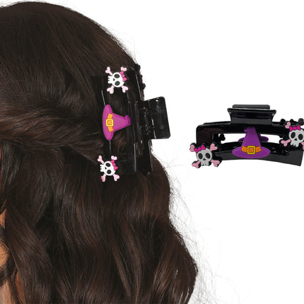 Halloween Haarspange Rosa Totenkopf 2tlg