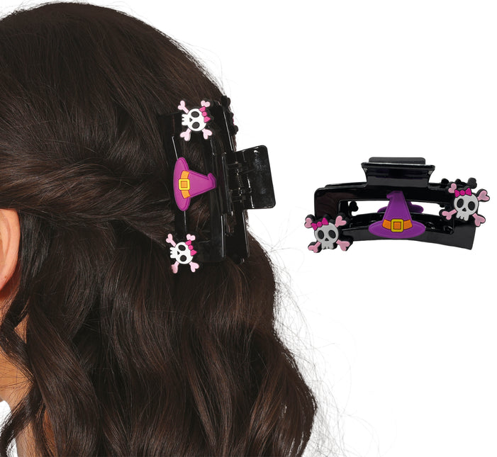 Halloween Haarspange Rosa Totenkopf 2tlg