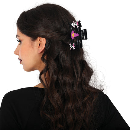 Halloween Haarspange Rosa Totenkopf 2tlg