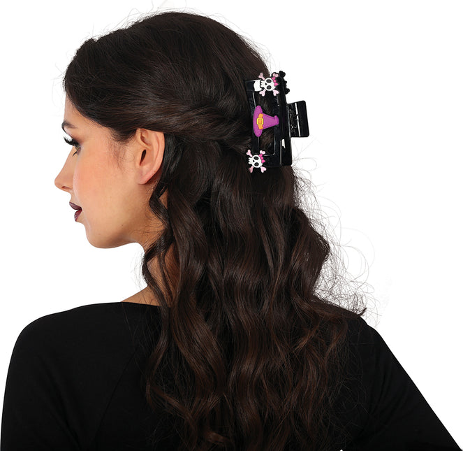 Halloween Haarspange Rosa Totenkopf 2tlg
