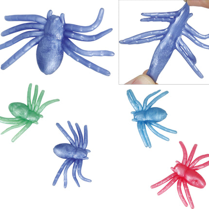 Halloween Falsche Spinne Bunt 7cm 4Stk