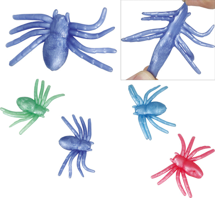 Halloween Falsche Spinne Bunt 7cm 4Stk