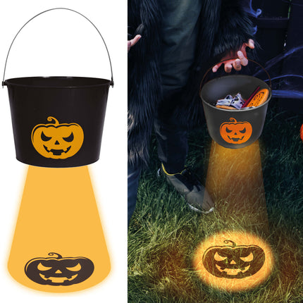 Halloween Eimer Kürbis mit Licht 20cm