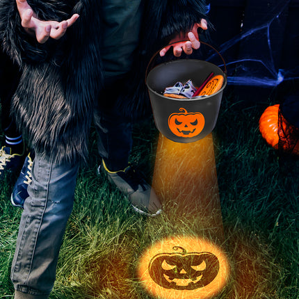 Halloween Eimer Kürbis mit Licht 20cm