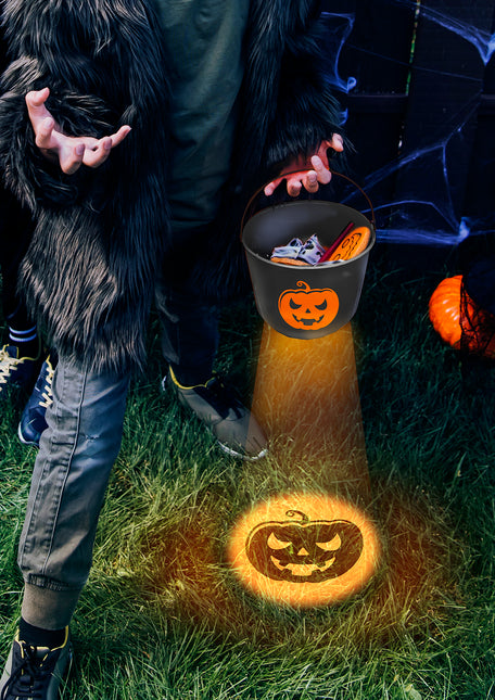 Halloween Eimer Kürbis mit Licht 20cm