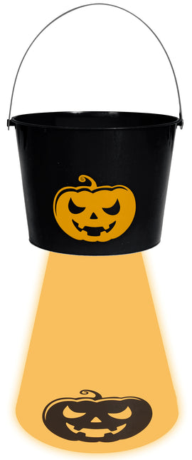 Halloween Eimer Kürbis mit Licht 20cm