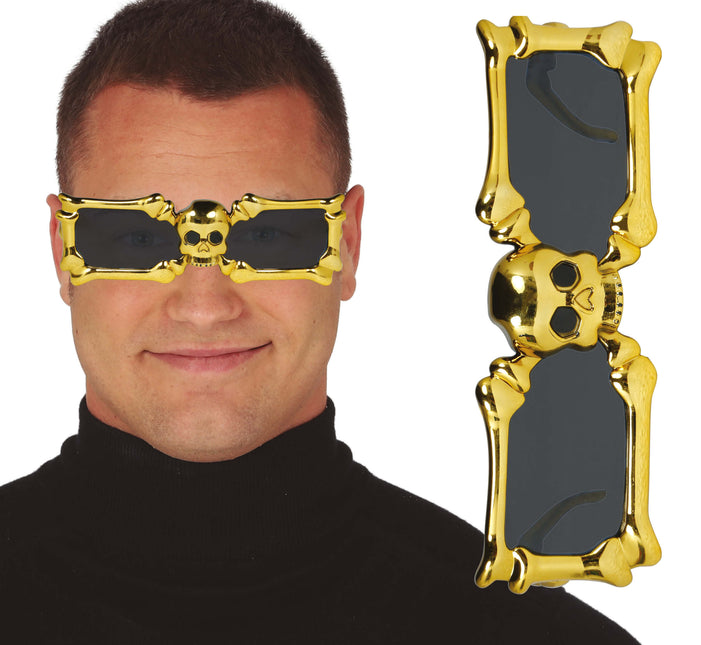 Goldene Brille Skelett