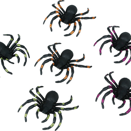 Schwarze Fake Spinne Glitter 7cm 6Stk
