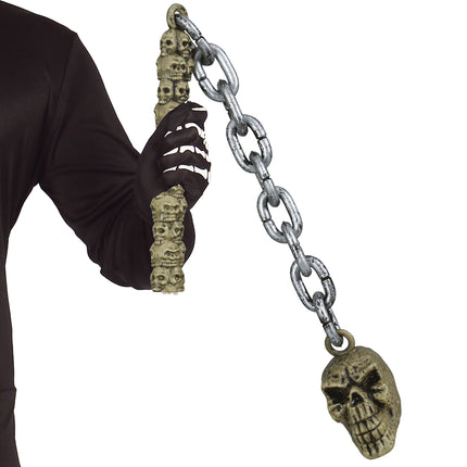 Halloween Fake Weapon Stick Totenkopf an Kette 84cm