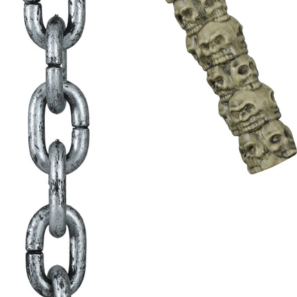Halloween Fake Weapon Stick Totenkopf an Kette 84cm
