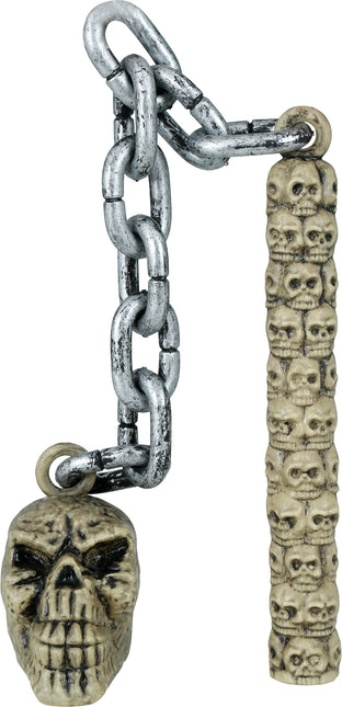 Halloween Fake Weapon Stick Totenkopf an Kette 84cm