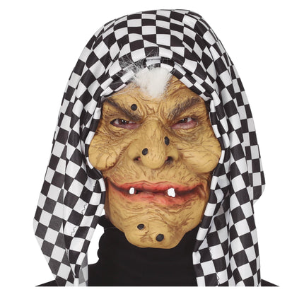 Halloween Maske Hexe mit Kapuze