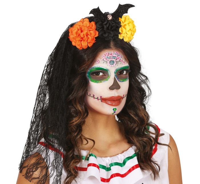 Halloween Haarband Schleier und Blumen
