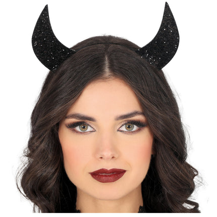 Schwarzer Haarreif Black Devil Glitter