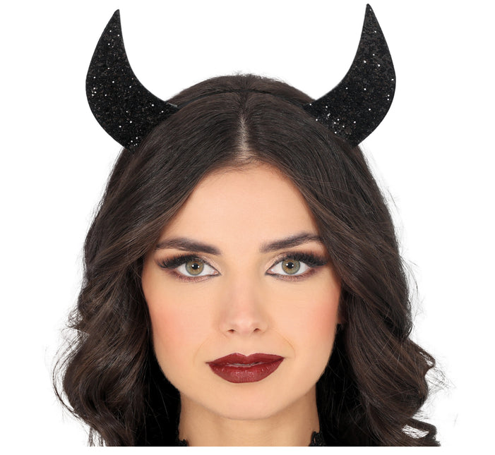Schwarzer Haarreif Black Devil Glitter
