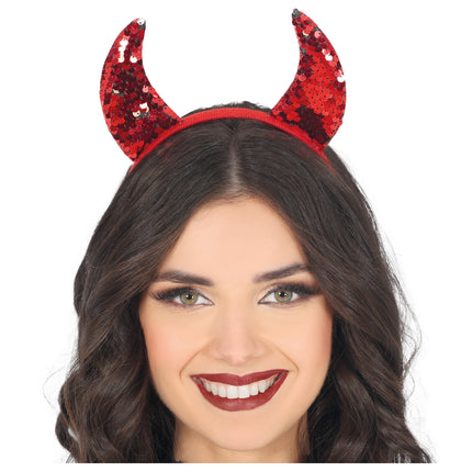 Halloween Haarband Roter Teufel mit Pailletten