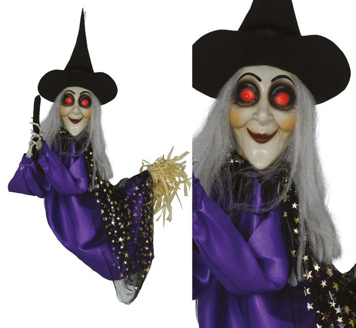 Halloween Puppe Hexe mit Licht, Sound und Bewegung 75cm