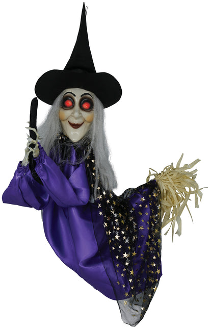 Halloween Puppe Hexe mit Licht, Sound und Bewegung 75cm