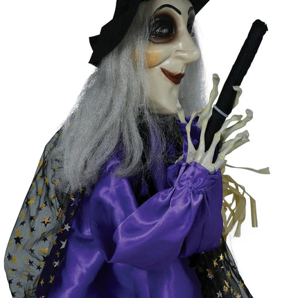 Halloween Puppe Hexe mit Licht, Sound und Bewegung 75cm