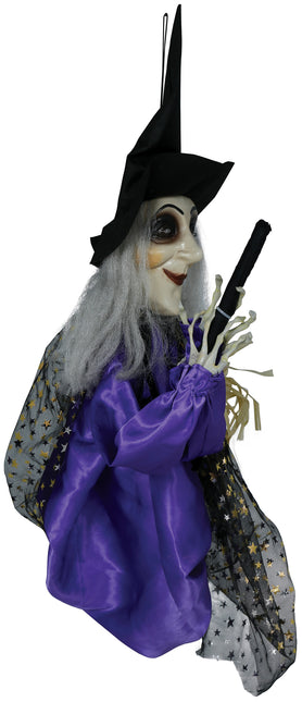 Halloween Puppe Hexe mit Licht, Sound und Bewegung 75cm