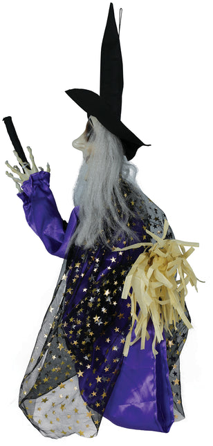 Halloween Puppe Hexe mit Licht, Sound und Bewegung 75cm