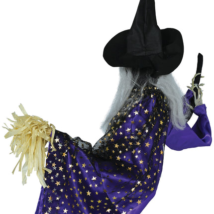 Halloween Puppe Hexe mit Licht, Sound und Bewegung 75cm