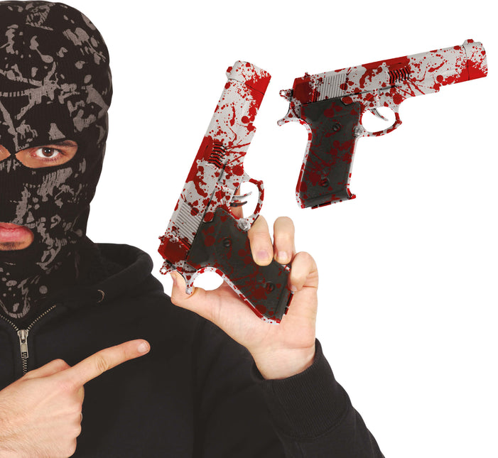 Halloween Fake Pistole mit Blut 24cm