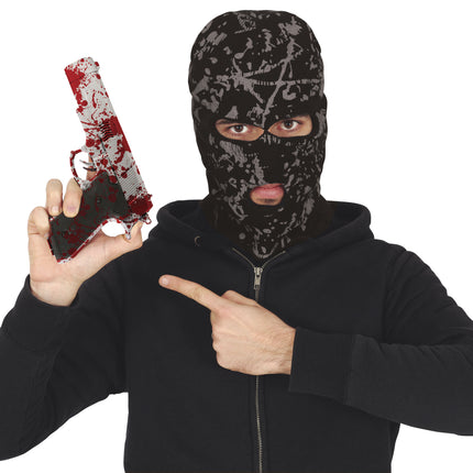 Halloween Fake Pistole mit Blut 24cm