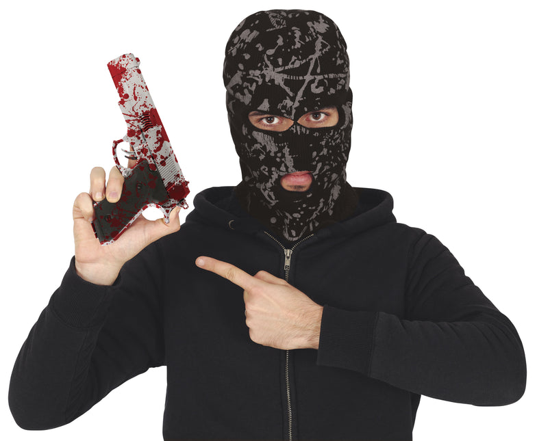 Halloween Fake Pistole mit Blut 24cm