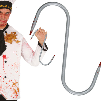 Silberner Fake-Haken mit Blut 33cm