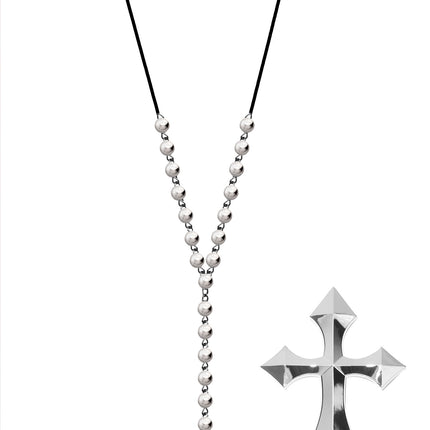Silberne Halskette Kreuz mit Silberperlen