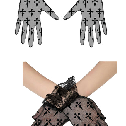 Spitzenhandschuhe Kreuze 22cm