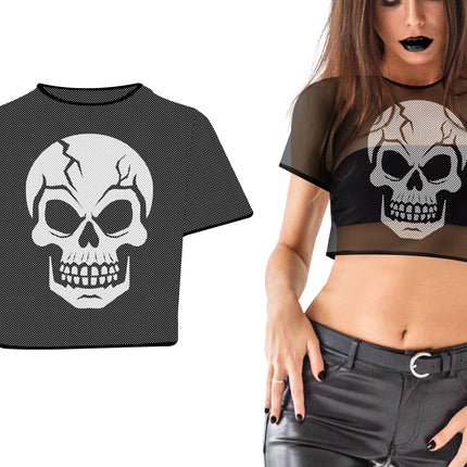Halloween Shirt Schwarz mit weißem Totenkopf