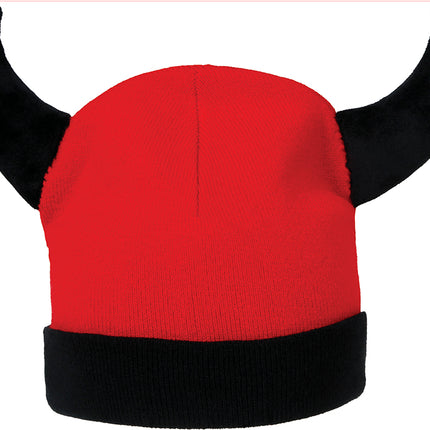 Roter schwarzer Hut Teufel mit Augen