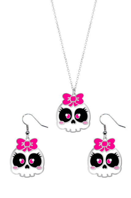 Halloween Accessoire Set Halskette und Ohrringe Totenkopf