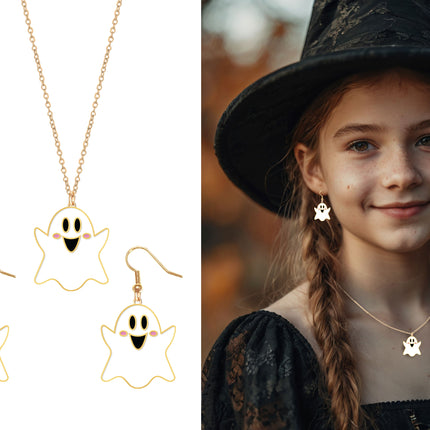 Halloween Accessoires Set Halskette und Ohrringe Geist