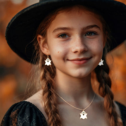 Halloween Accessoires Set Halskette und Ohrringe Geist