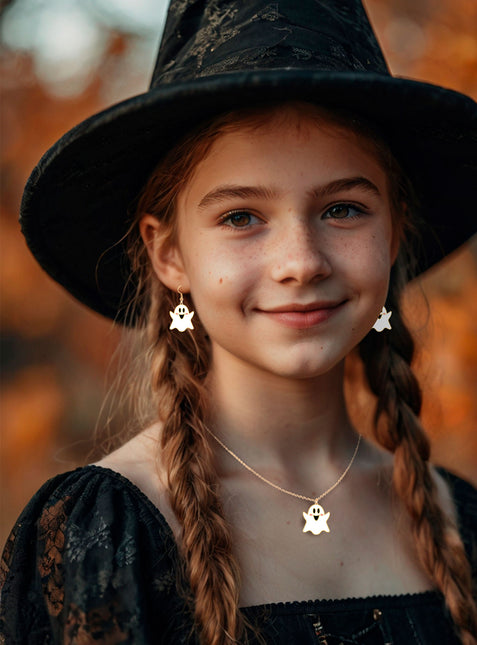 Halloween Accessoires Set Halskette und Ohrringe Geist