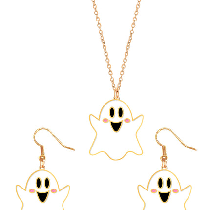 Halloween Accessoires Set Halskette und Ohrringe Geist