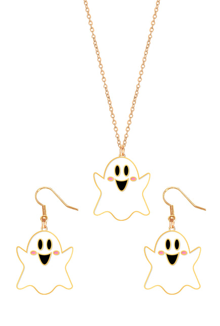 Halloween Accessoires Set Halskette und Ohrringe Geist