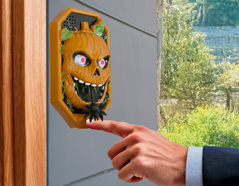 Halloween Dekoration Türklingel Kürbis mit Licht, Ton und Bewegung